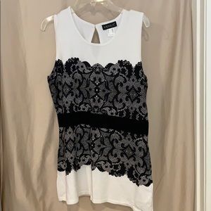 venus white and black lace top